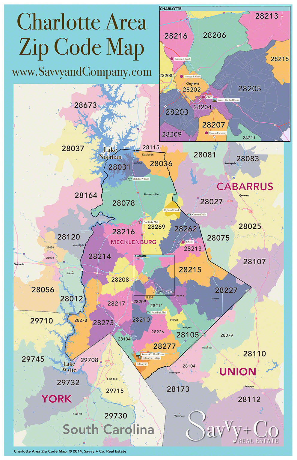 Mecklenburg County, Union County, York County Neighborhood Map