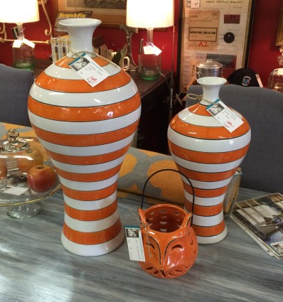 orange and white vase